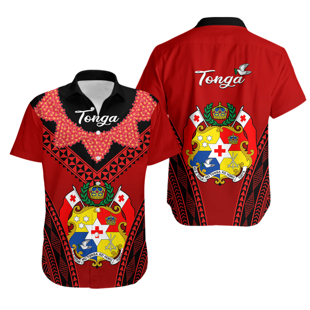 Tonga Heilala Flowers Hawaiian Shirt Tongan Ngatu Black Special Verison LT14 Red - Polynesian Pride