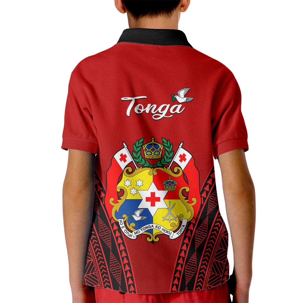 Tonga Heilala Flowers Kid Polo Shirt Tongan Ngatu Black Special Verison LT14 - Polynesian Pride
