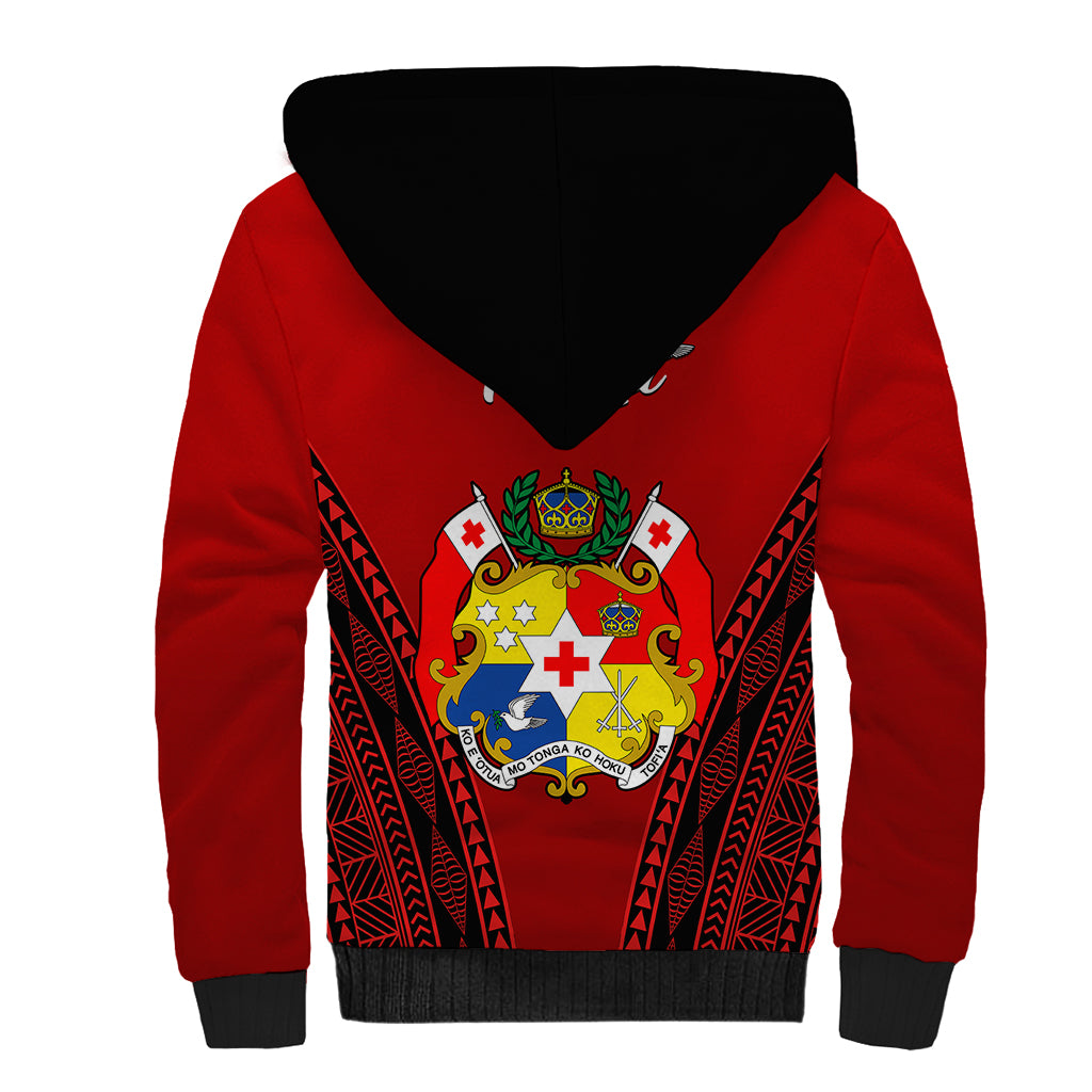 Tonga Heilala Flowers Sherpa Hoodie Tongan Ngatu Black Special Verison LT14 - Polynesian Pride