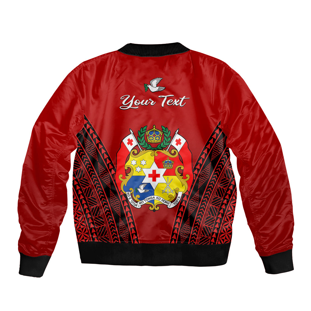 (Custom Personalised) Tonga Heilala Flowers Sleeve Zip Bomber Jacket Tongan Ngatu Black Special Verison LT14 - Polynesian Pride