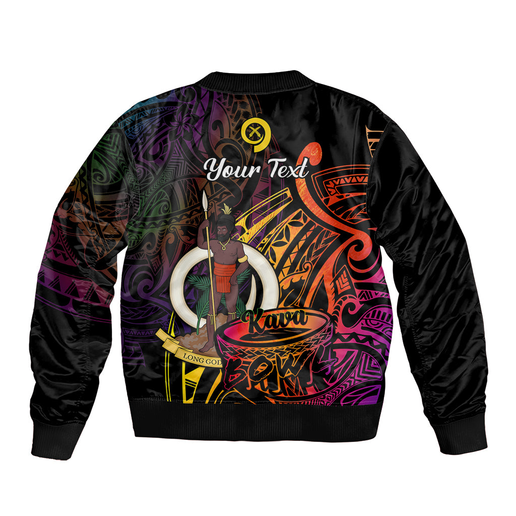 (Custom Personalised) Vanuatu Bomber Jacket Kava Bowl Mix Polynesian Gradient Style LT14 - Polynesian Pride