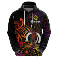 Custom Vanuatu Hoodie Kava Bowl Mix Polynesian Gradient Style LT14 Zip Hoodie Black - Polynesian Pride