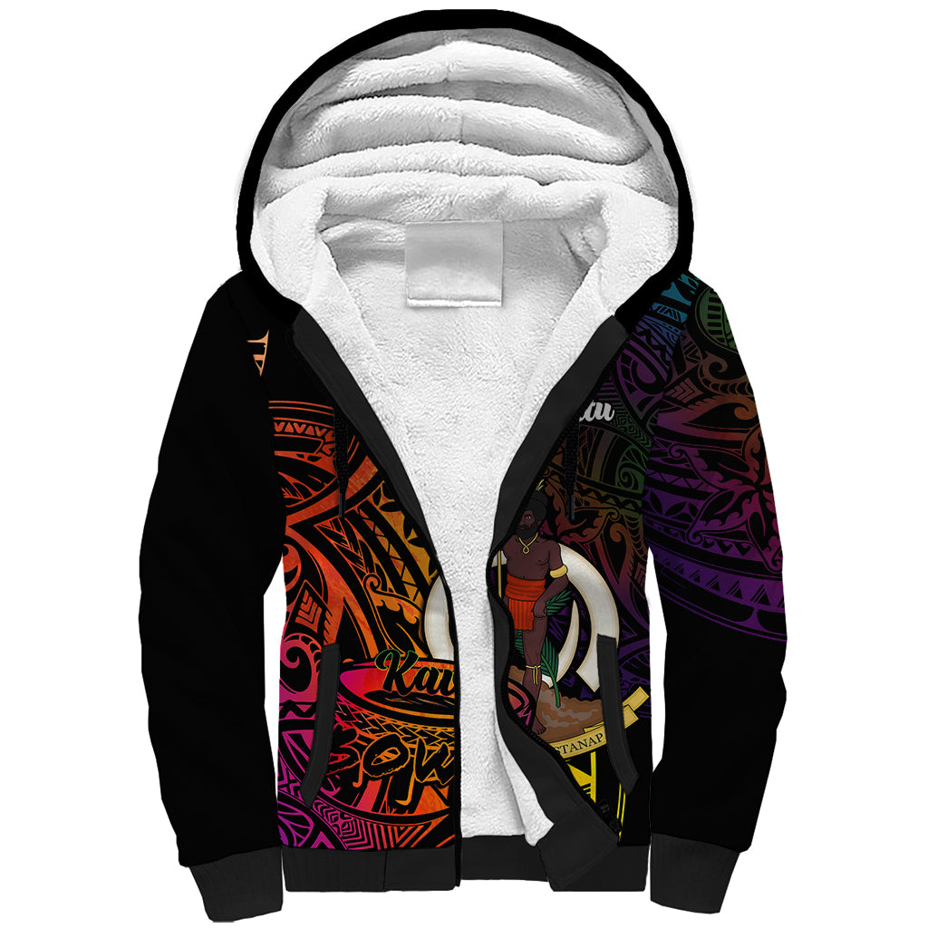 (Custom Personalised) Vanuatu Sherpa Hoodie Kava Bowl Mix Polynesian Gradient Style LT14 Unisex Black - Polynesian Pride