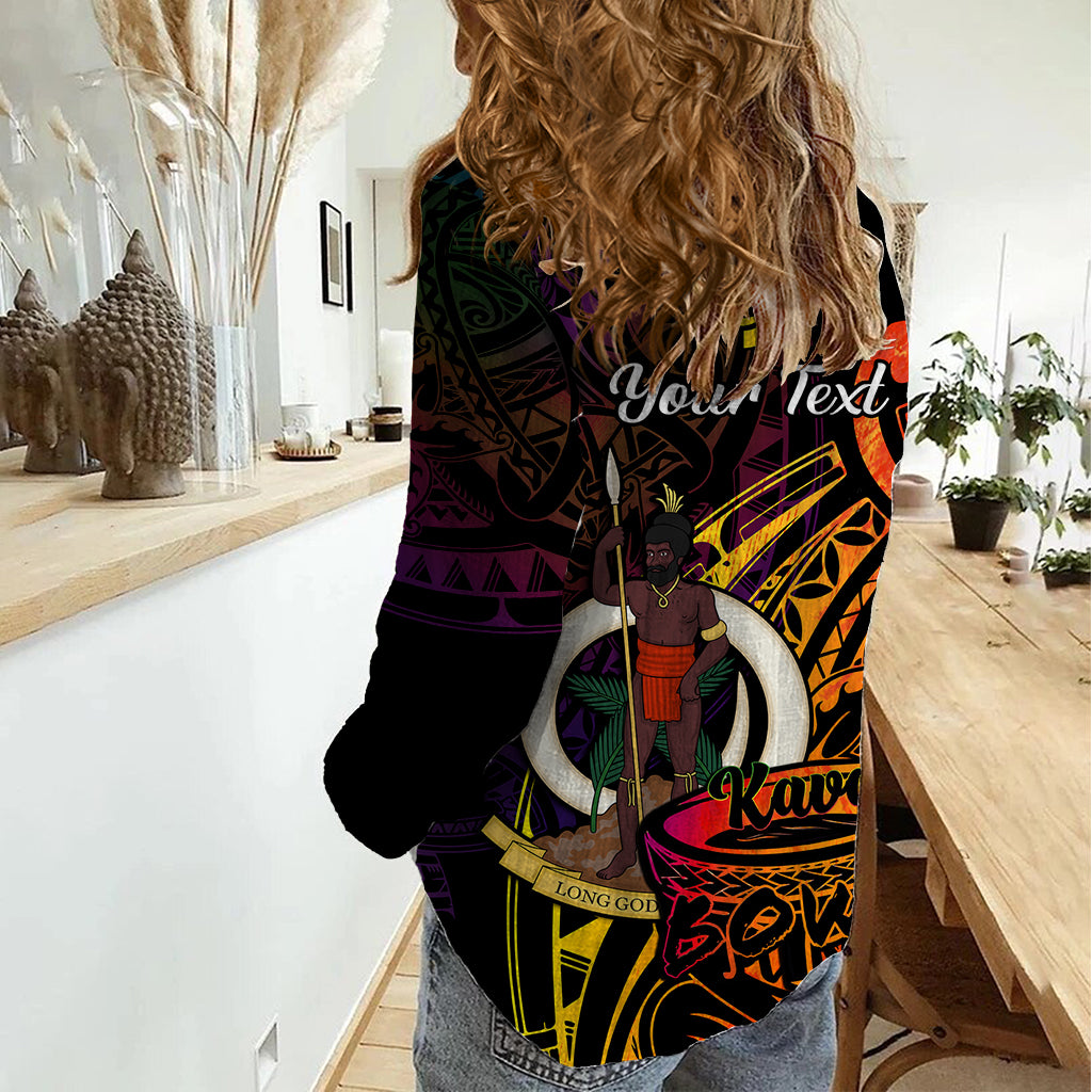 (Custom Personalised) Vanuatu Women Casual Shirt Kava Bowl Mix Polynesian Gradient Style LT14 - Polynesian Pride