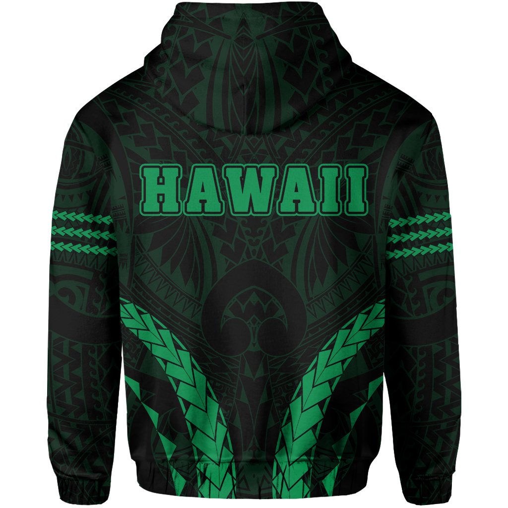 Polynesian Kakau Seal of Hawaii Zip Hoodie Sport Style Version 2.0 Green - Polynesian Pride