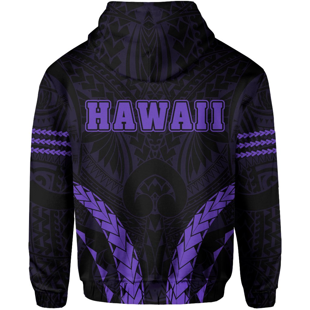Polynesian Kakau Seal of Hawaii Zip Hoodie Sport Style Version 2.0 Purple - Polynesian Pride