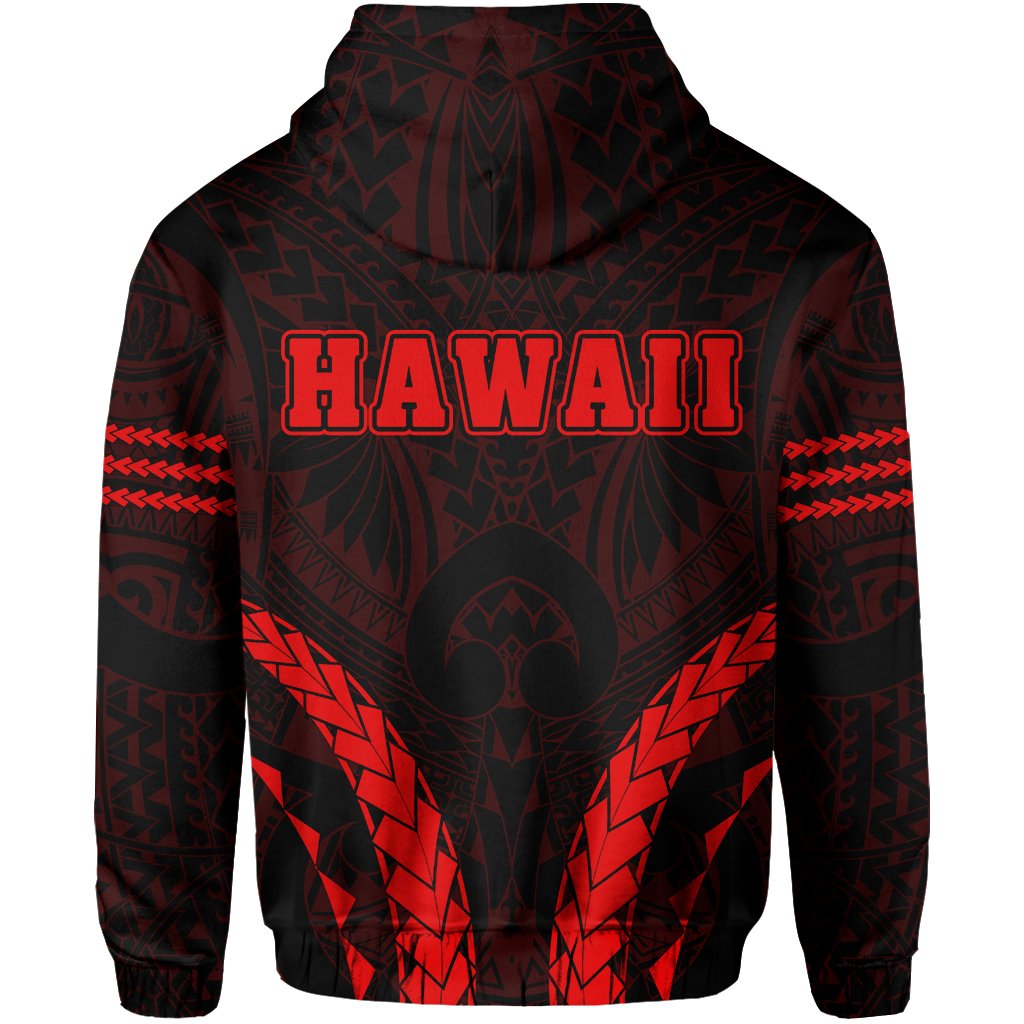 Polynesian Kakau Seal of Hawaii Hoodie Sport Style Version 2.0 Red - Polynesian Pride