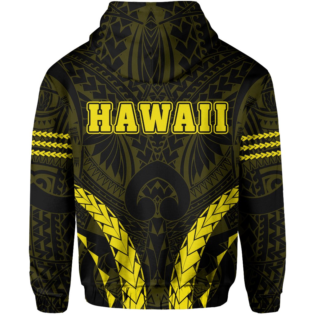 Polynesian Kakau Seal of Hawaii Zip Hoodie Sport Style Version 2.0 Yellow - Polynesian Pride