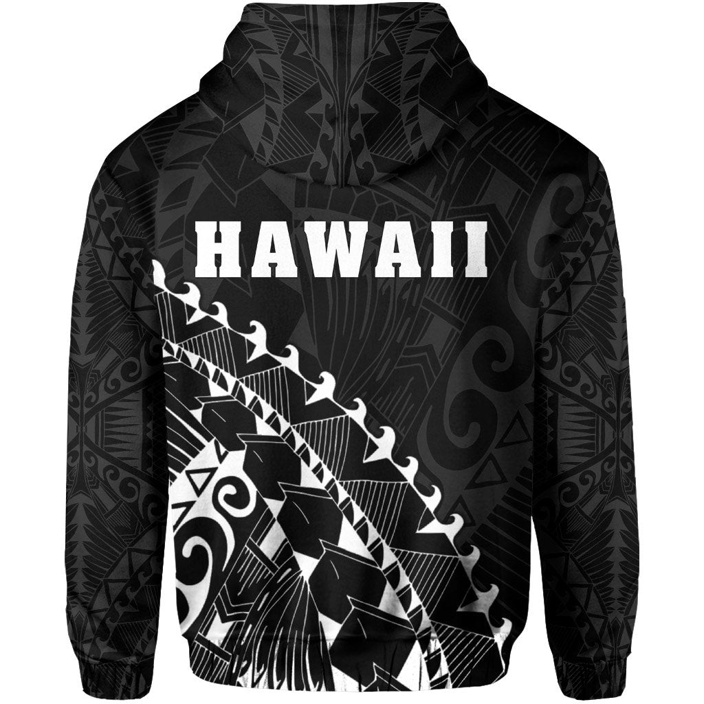 Hawaii Coat of Arms Zipper Hoodie (White) Turtle Style - Polynesian Pride