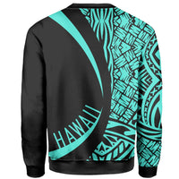 Hawaii Coat Of Arms Polynesian Crewneck Sweatshirt - Turquoise - Circle Style - Polynesian Pride