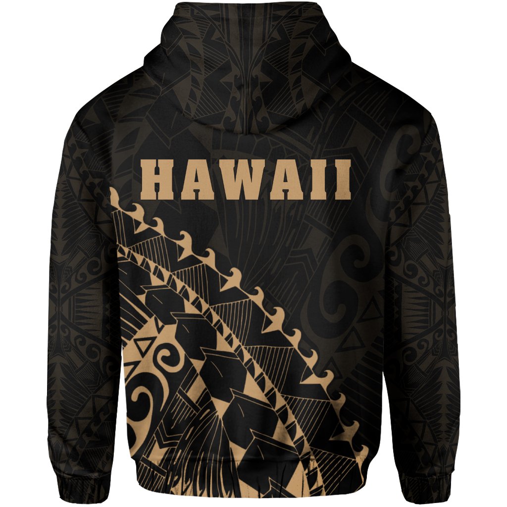 Hawaii Coat of Arms Hoodie (Gold) Turtle Style - Polynesian Pride