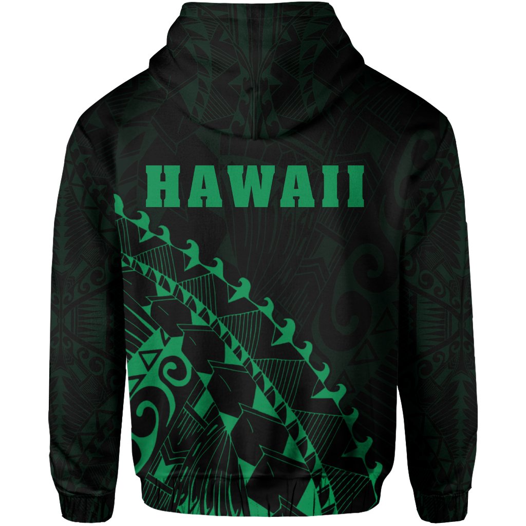 Kanaka Map Zipper Hoodie (Green) Turtle Style - Polynesian Pride