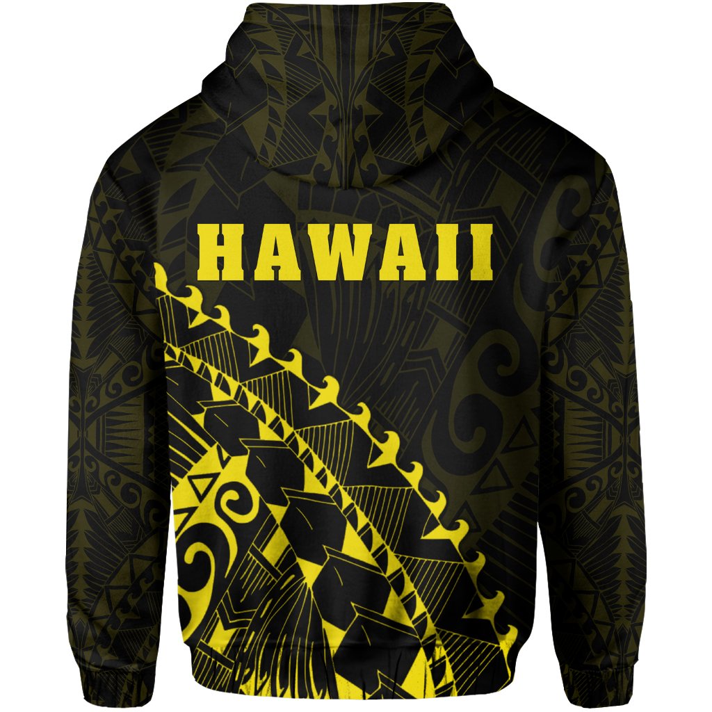 Kanaka Map Zipper Hoodie (Yellow) Turtle Style - Polynesian Pride