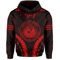 Polynesian Kakau Seal of Hawaii Hoodie Sport Style Version 2.0 Red - Polynesian Pride