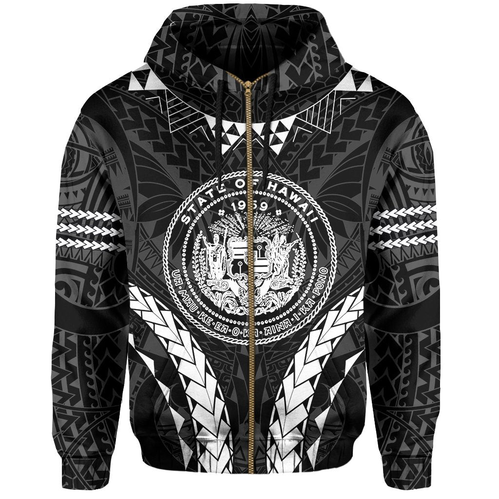 Polynesian Kakau Seal of Hawaii Zip Hoodie Sport Style Version 2.0 - Polynesian Pride