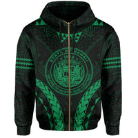 Polynesian Kakau Seal of Hawaii Zip Hoodie Sport Style Version 2.0 Green - Polynesian Pride