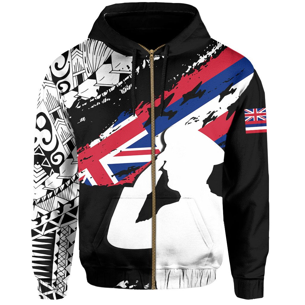 Hawaii Flag Remember Pearl Harbor Zipper Hoodie Nora Style - Polynesian Pride