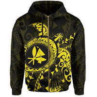 Kanaka Map Zipper Hoodie (Yellow) Turtle Style - Polynesian Pride