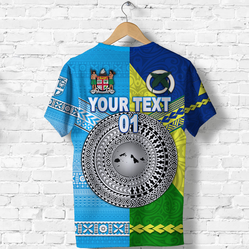 Custom Vanuatu Malampa Province and Fiji T Shirt Together, Custom Text and Number LT8 - Polynesian Pride