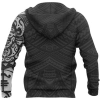 Maori Hoodie, New Zealand Lion Tattoo Pullover Hoodie White - Polynesian Pride