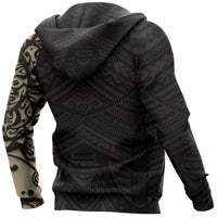 New Zealand Maori Hoodie, Maori Lion Tattoo Pullover Hoodie Tan Customized - Polynesian Pride