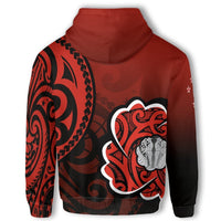 Lest We Forget Maori Poppy Flowers Zip Hoodie Customized - Polynesian Pride
