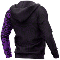 Maori Tangaroa Tattoo Pullover Hoodie Custom Purple - Polynesian Pride