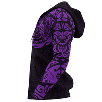 Maori Tangaroa Tattoo Pullover Hoodie Custom Purple - Polynesian Pride