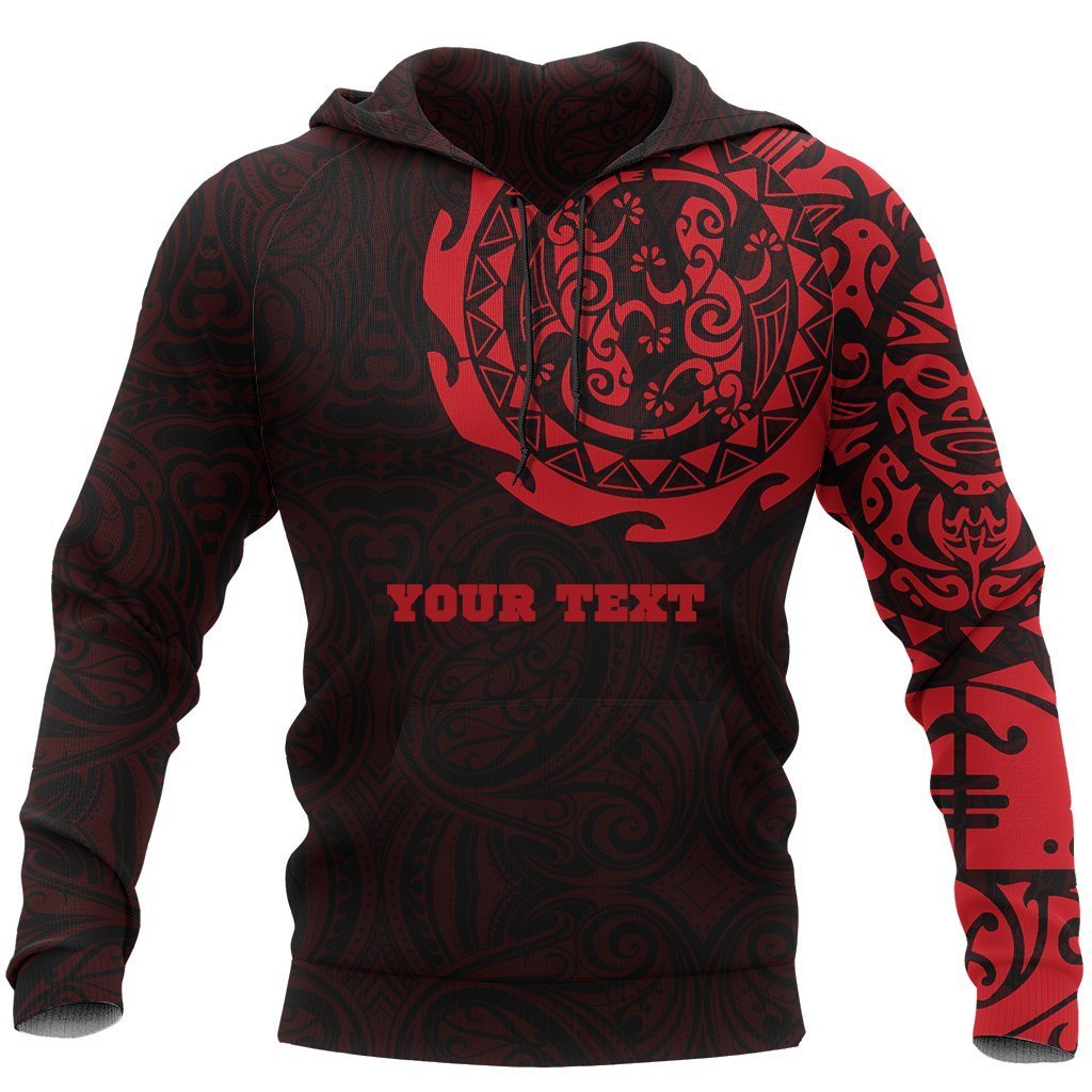 Maori Tangaroa Tattoo New Zealand Custom Hoodie Red Unisex Black - Polynesian Pride