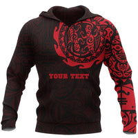 Maori Tangaroa Tattoo New Zealand Custom Hoodie Red Unisex Black - Polynesian Pride