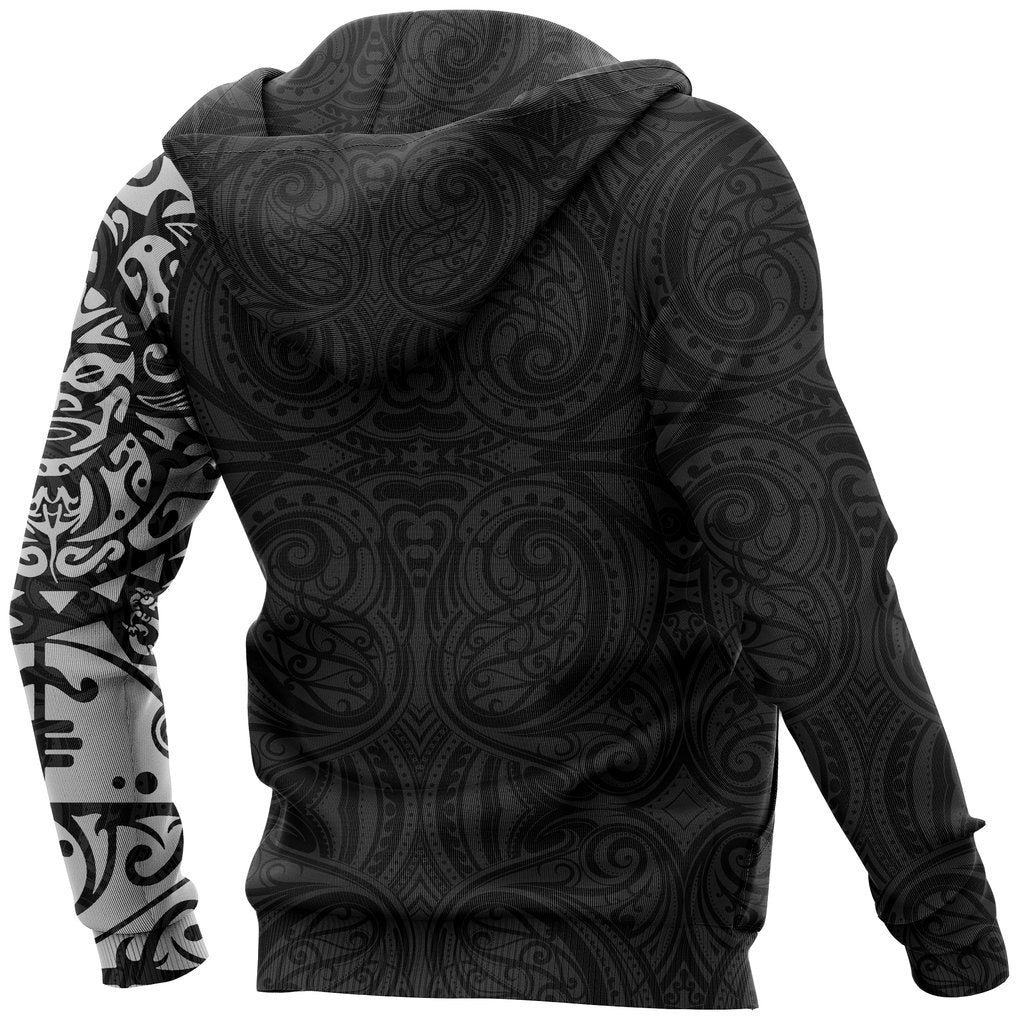 Maori Tangaroa Tattoo Zip Hoodie Customized White - Polynesian Pride