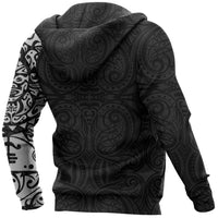 Maori Tangaroa Tattoo Zip Hoodie Customized White - Polynesian Pride