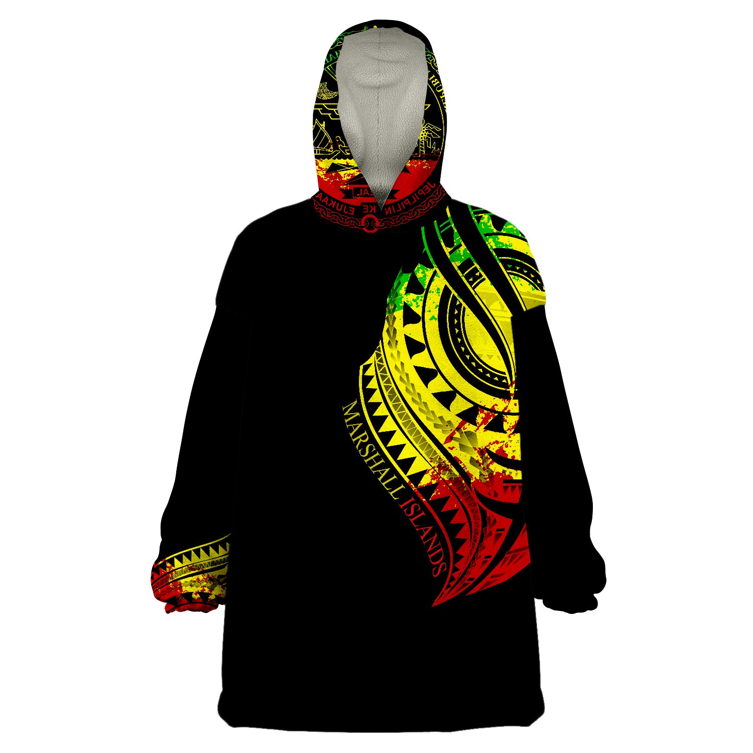 Marshall Islands - Marshall Tatau Reggae Patterns Wearable Blanket Hoodie LT9 Unisex One Size - Polynesian Pride