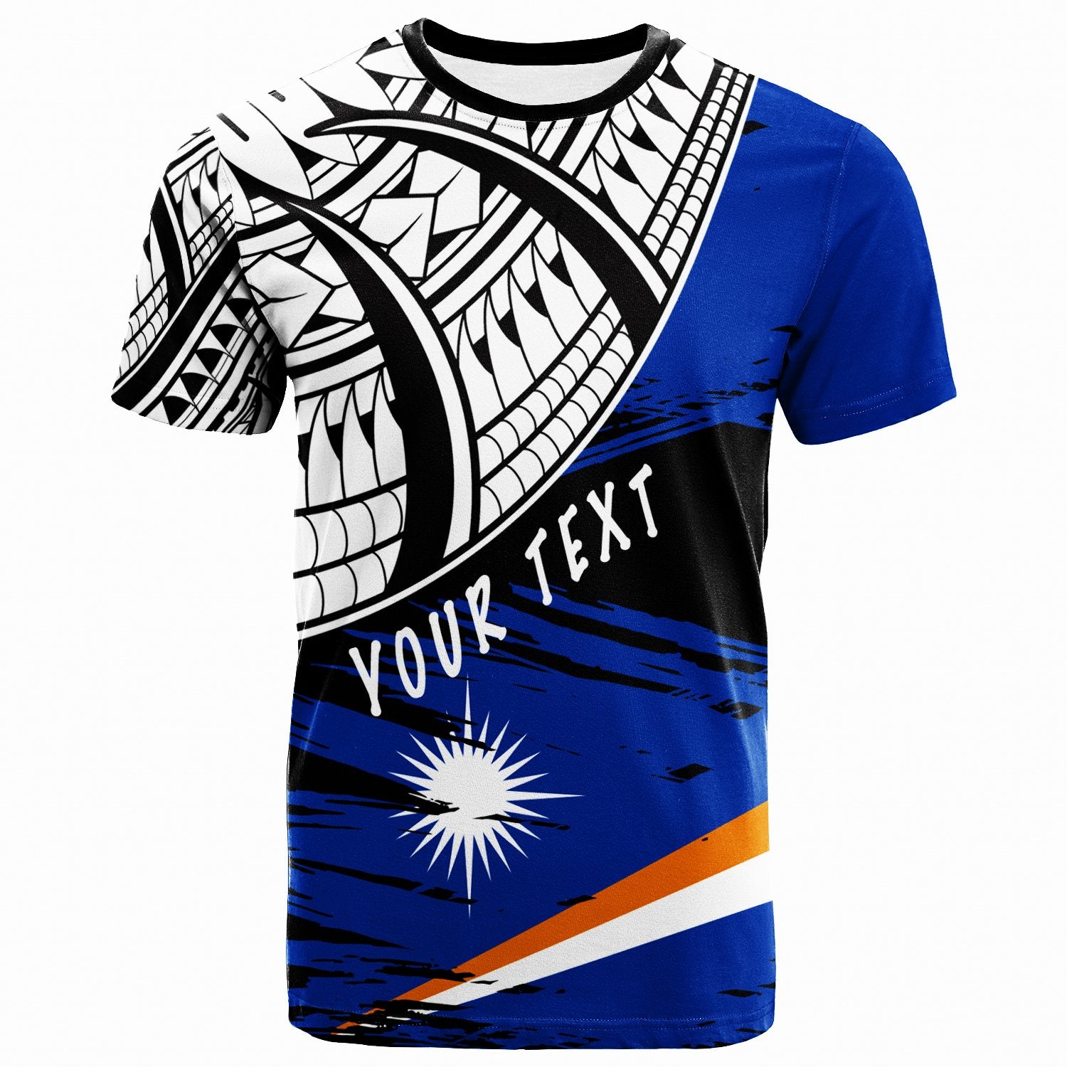 Marshall Islands Custom T Shirt Marshall Islands Flag Style With Claw Pattern Unisex Blue - Polynesian Pride