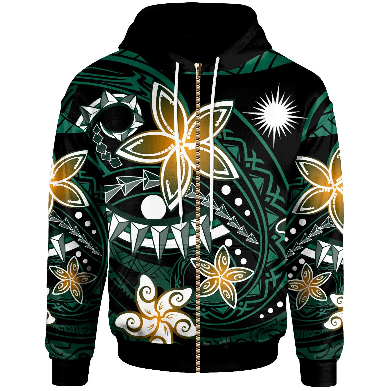 Marshall Islands Zip Hoodie Spring Style Black Color Unisex Black - Polynesian Pride