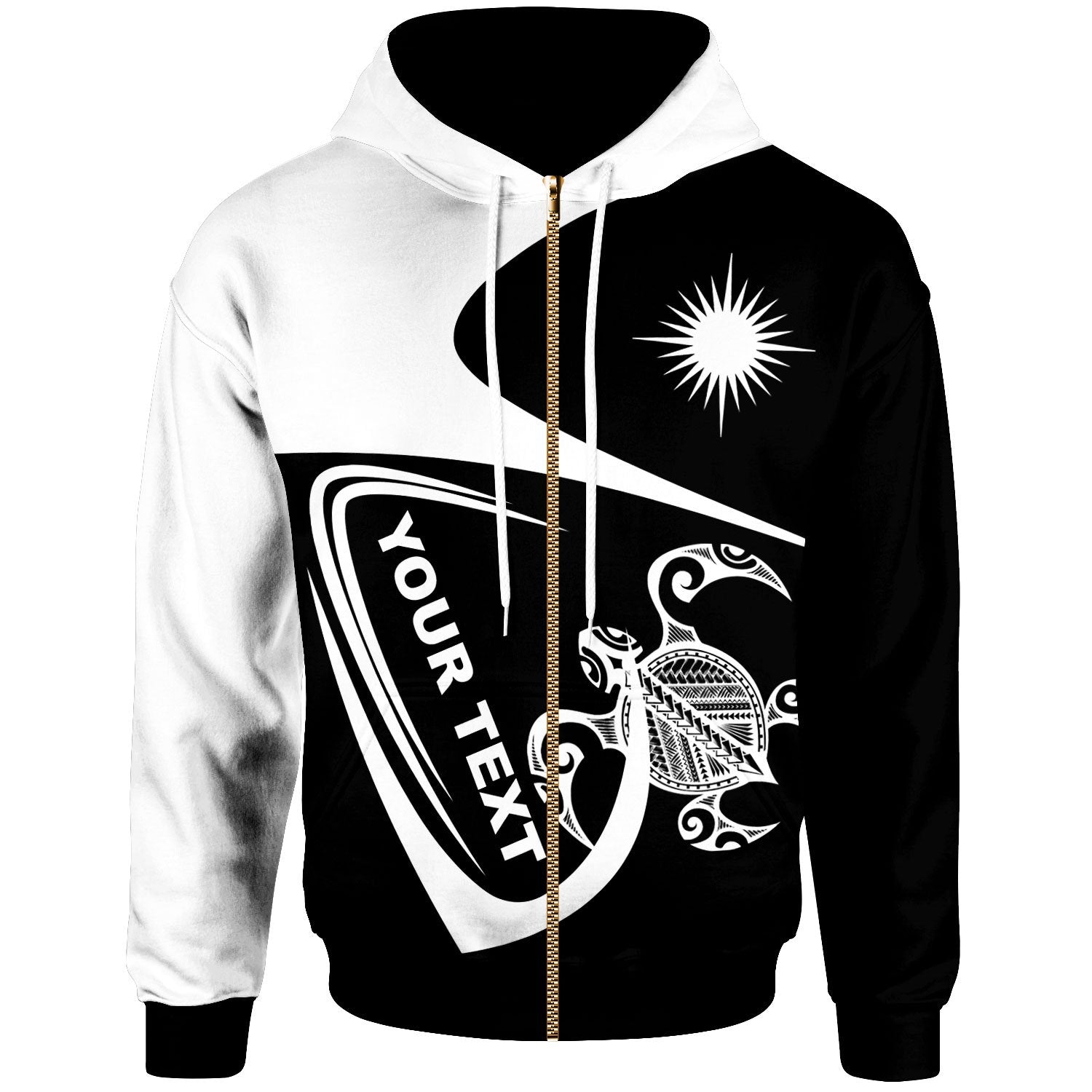 Marshall Islands Custom Zip Hoodie Street Style Unisex Black - Polynesian Pride