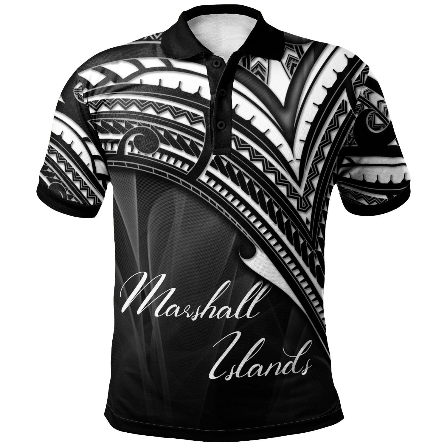 Marshall Islands Polo Shirt Cross Style Unisex Black - Polynesian Pride