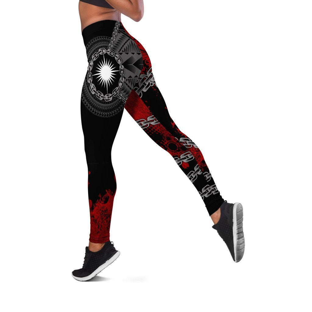 Marshall Islands Polynesian Women's Leggings - Polynesian Chain Style Black - Polynesian Pride