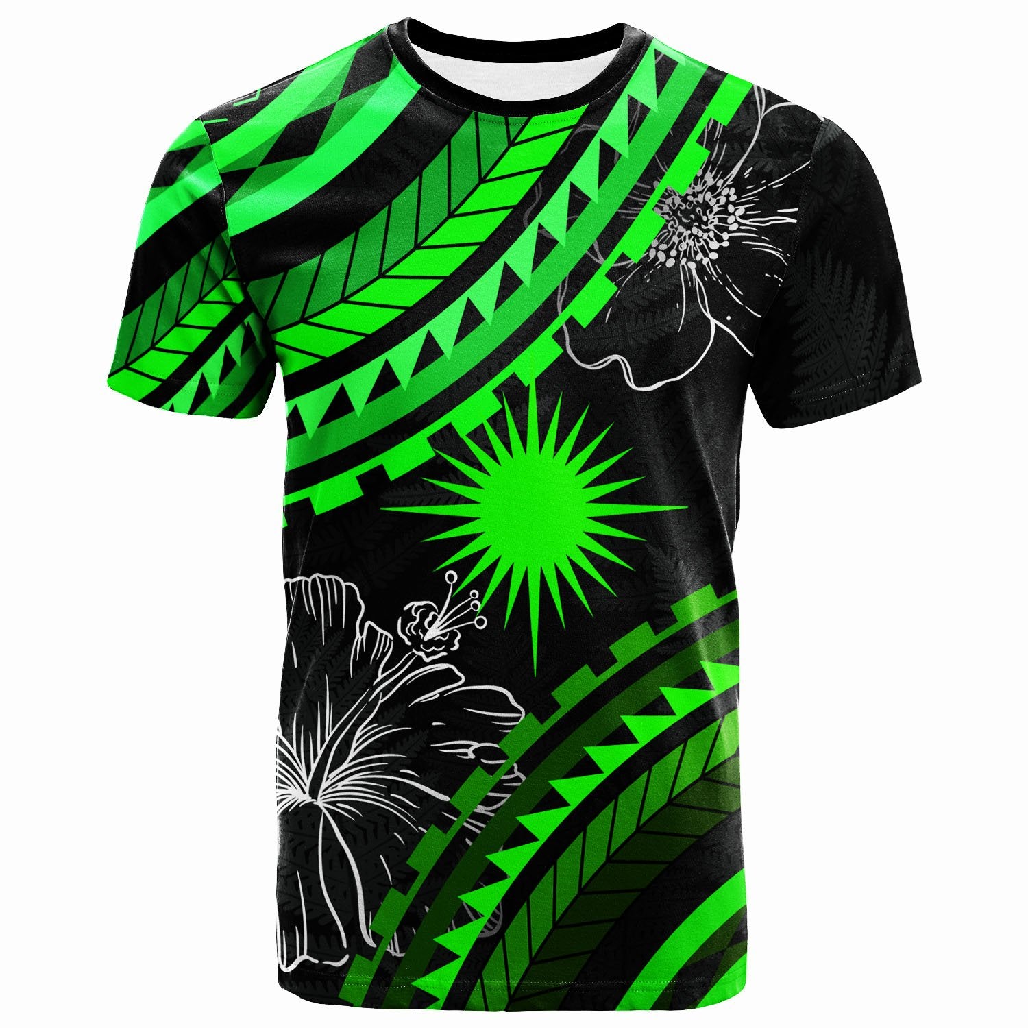 Marshall IslandsT Shirt Palm Leaf Texture Green Unisex Green - Polynesian Pride