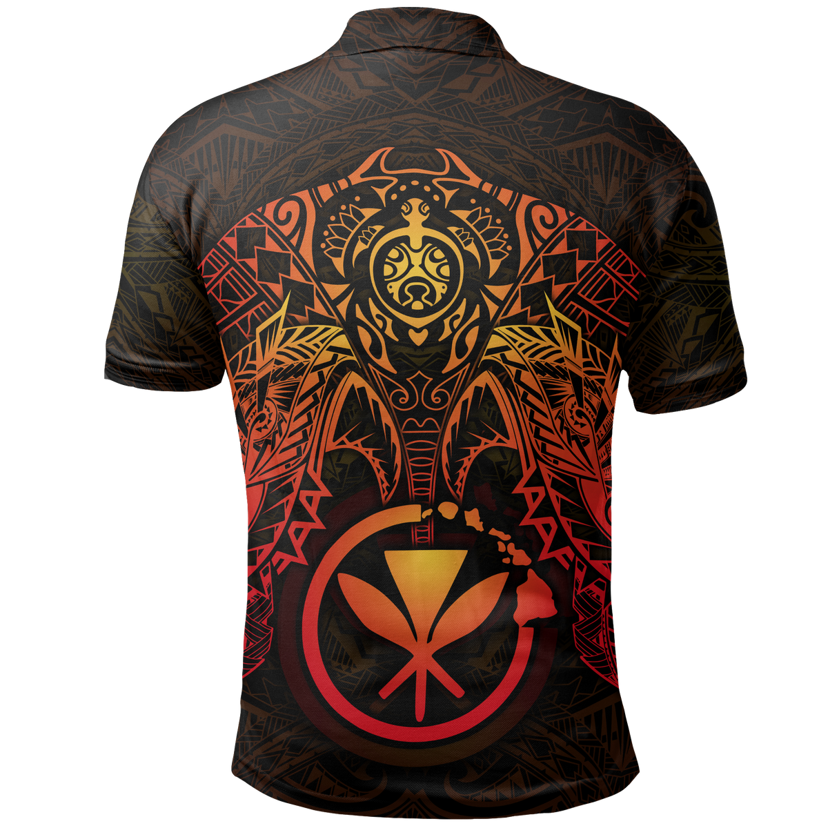 Hawaii Polo Shirt Red Kanaka Maoli Turtle Manta Ray - Polynesian Pride