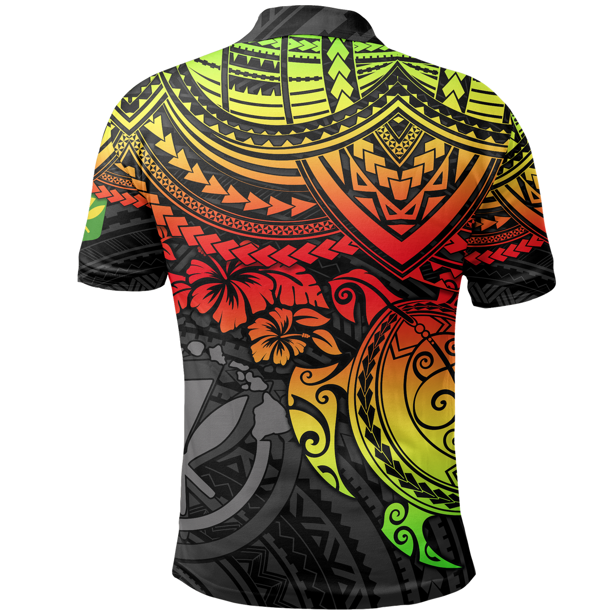Hawaii Polo Shirt Kanaka Maoli Reggae Turtle Hibiscus - Polynesian Pride