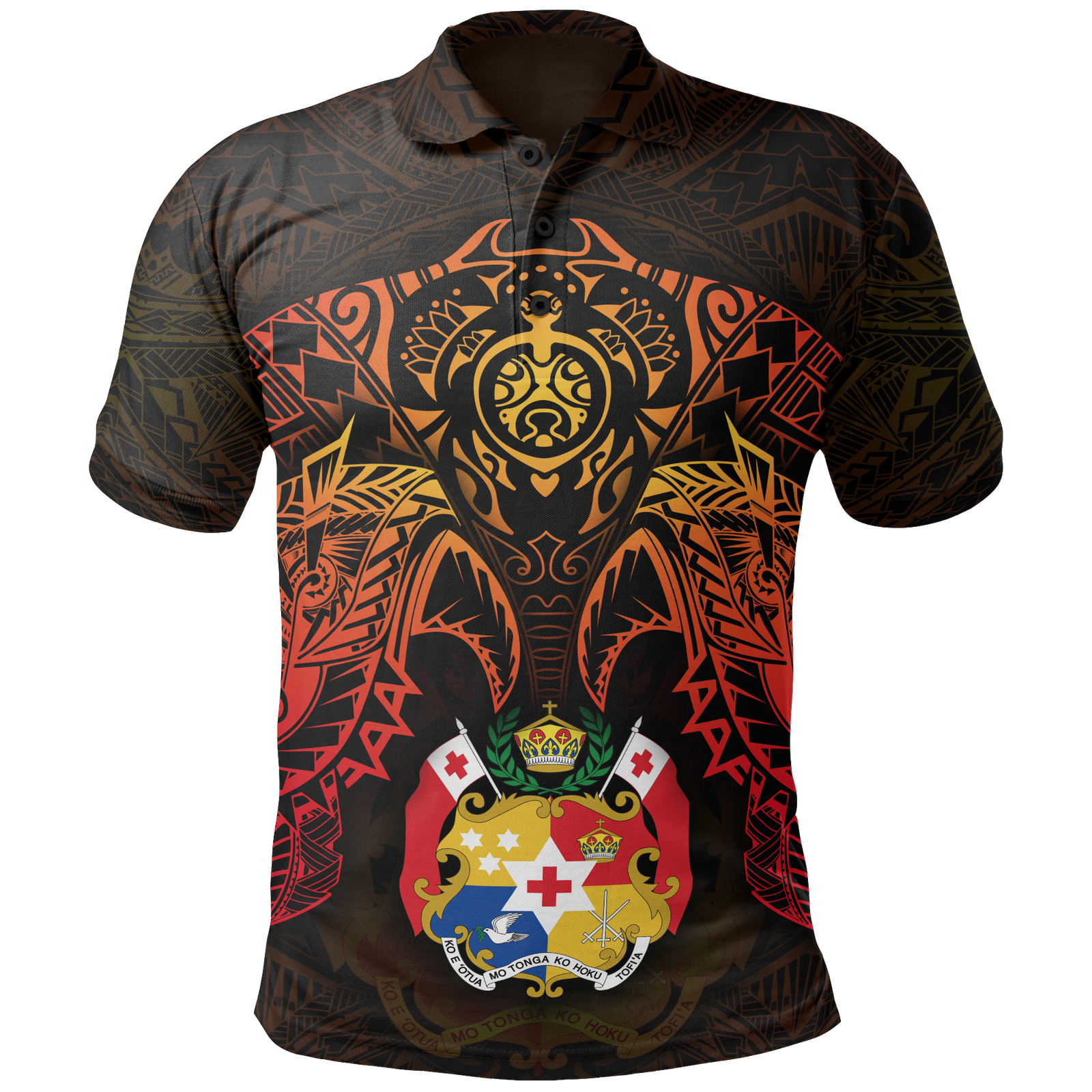 Tonga Polo Shirt Tongan Coat Of Arms Red Manta Ray Unisex RED - Polynesian Pride