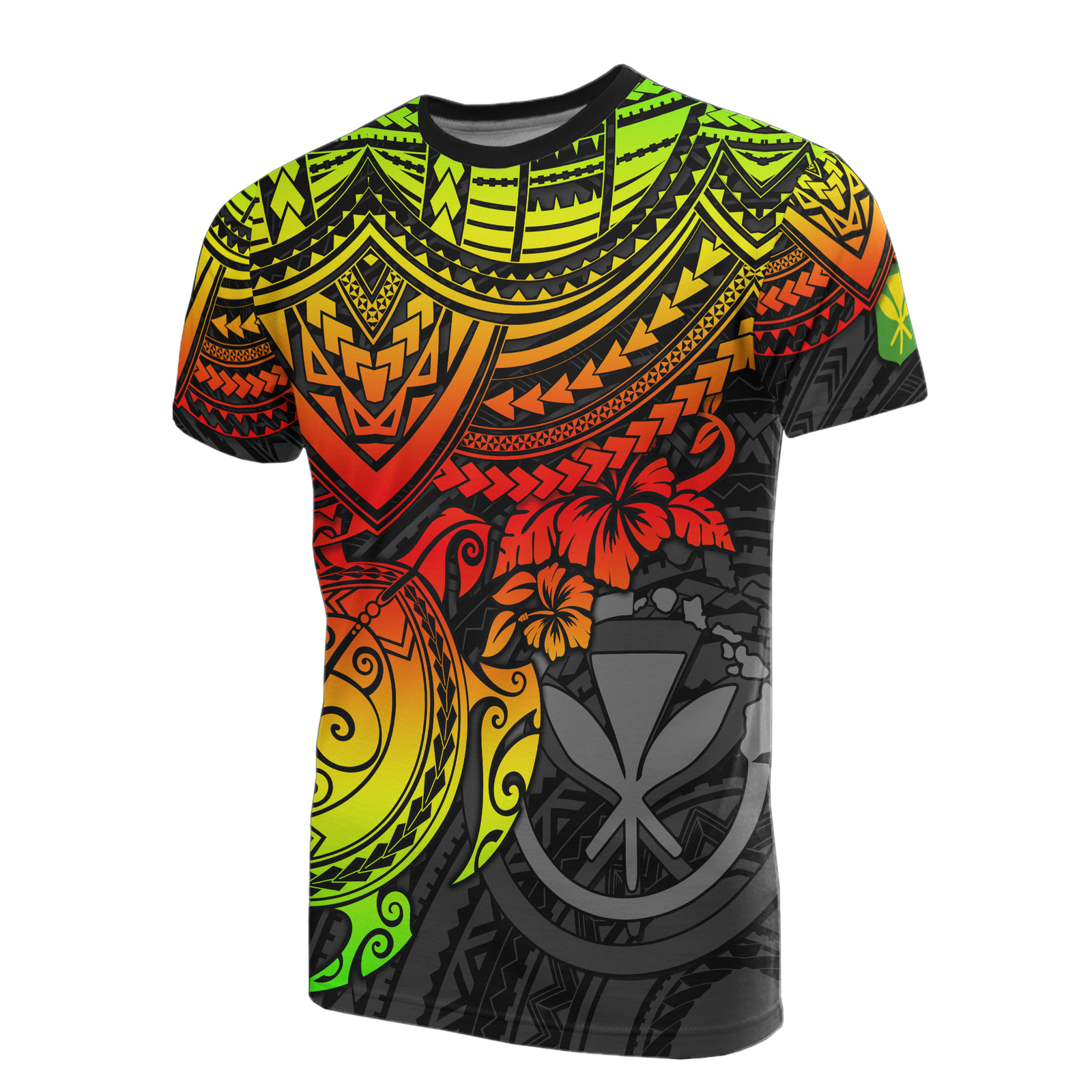 Hawaii T Shirt Polynesian Kanaka Maoli Reggae Turtle Hibiscus Tattoo Unisex RED - Polynesian Pride