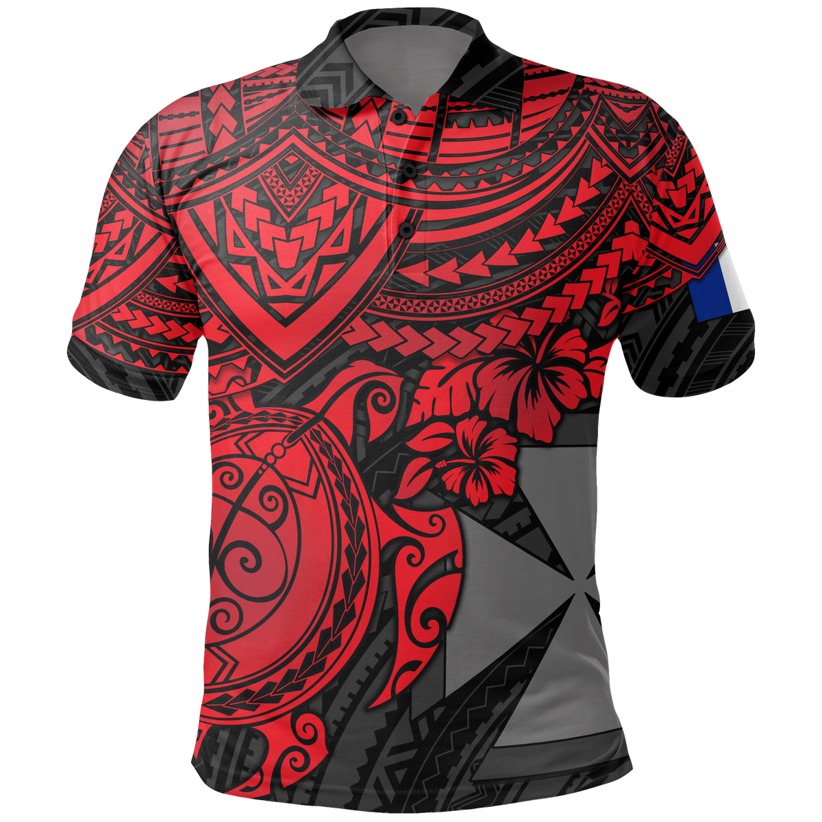 Wallis and Futuna Polo Shirt Wallis and Futuna Coat Of Arms Red Turtle Unisex RED - Polynesian Pride