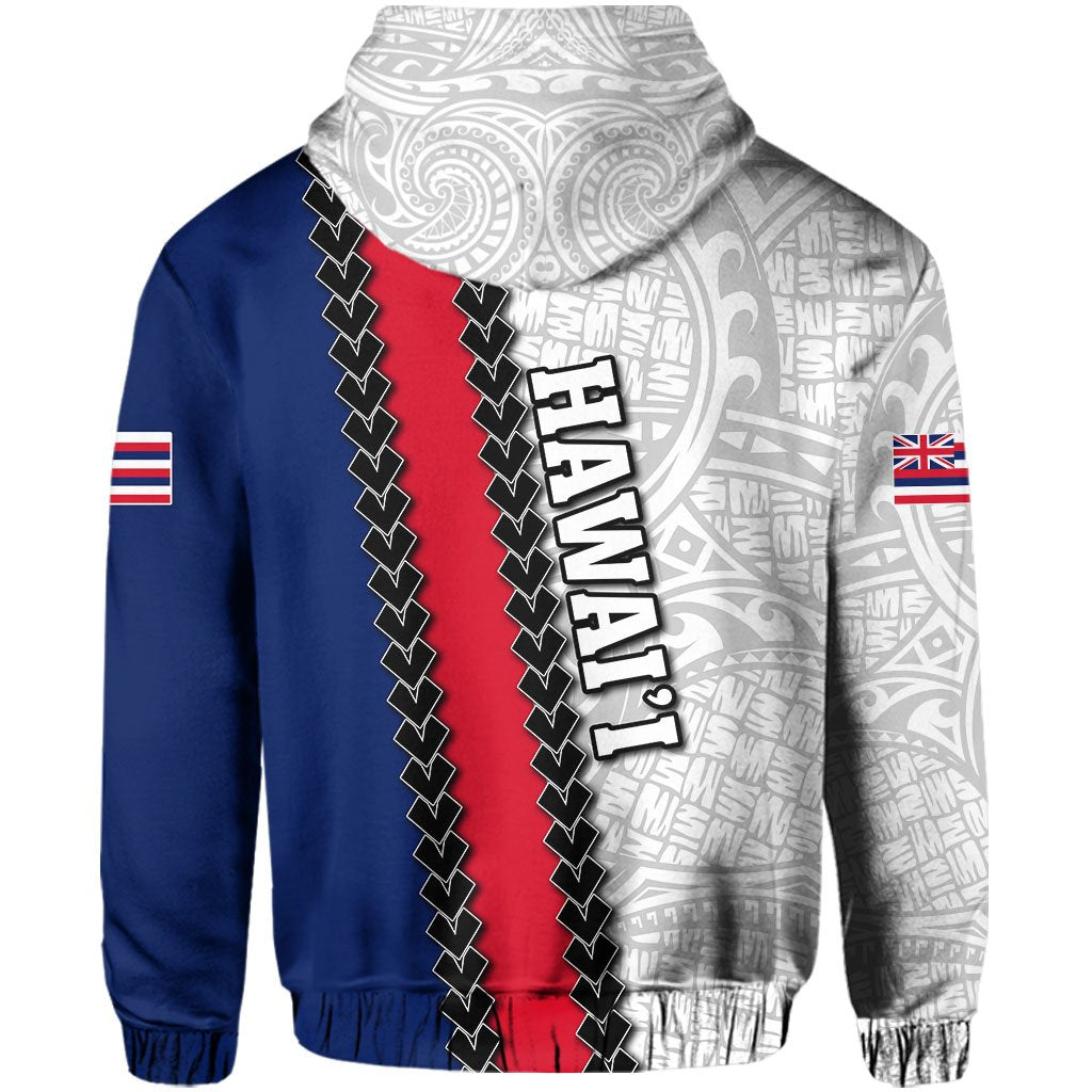 Hawaii Kakau Flag Polynesian Hoodie (Zip up) - Polynesian Pride