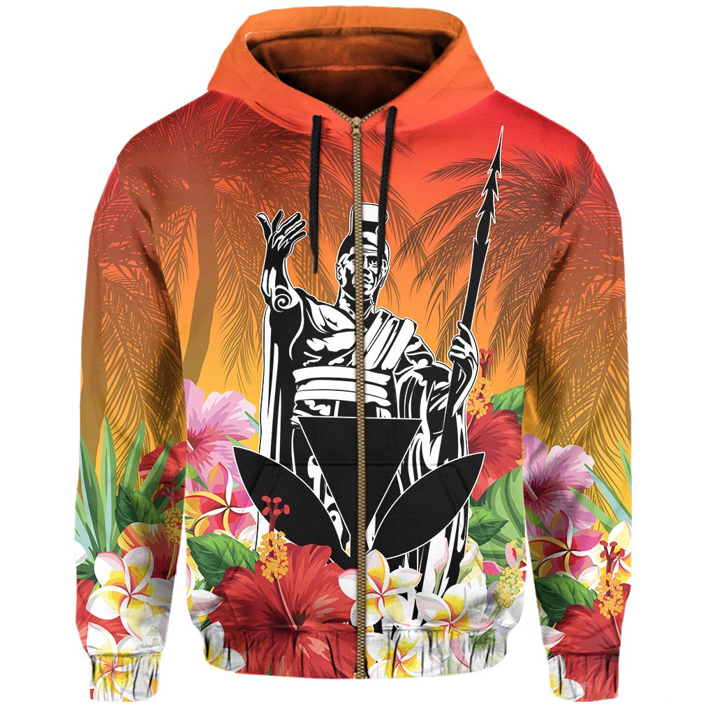Hawaii Summer King Hibiscus Plumeria Hoodie (Zip up) - Polynesian Pride