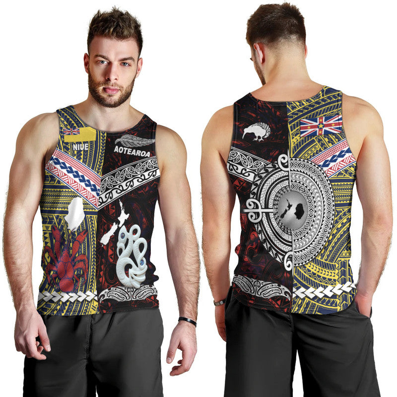 New Zealand And Niue Men Tank Top Together - Red LT8 - Polynesian Pride