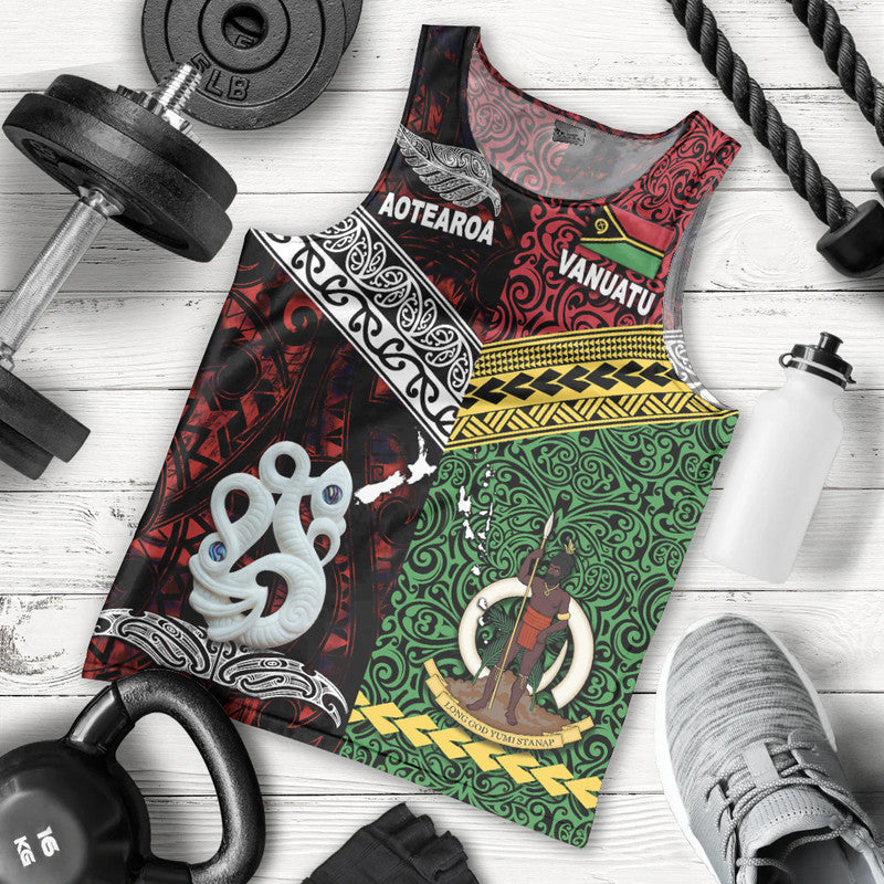 New Zealand And Vanuatu Men Tank Top Together - Red LT8 - Polynesian Pride
