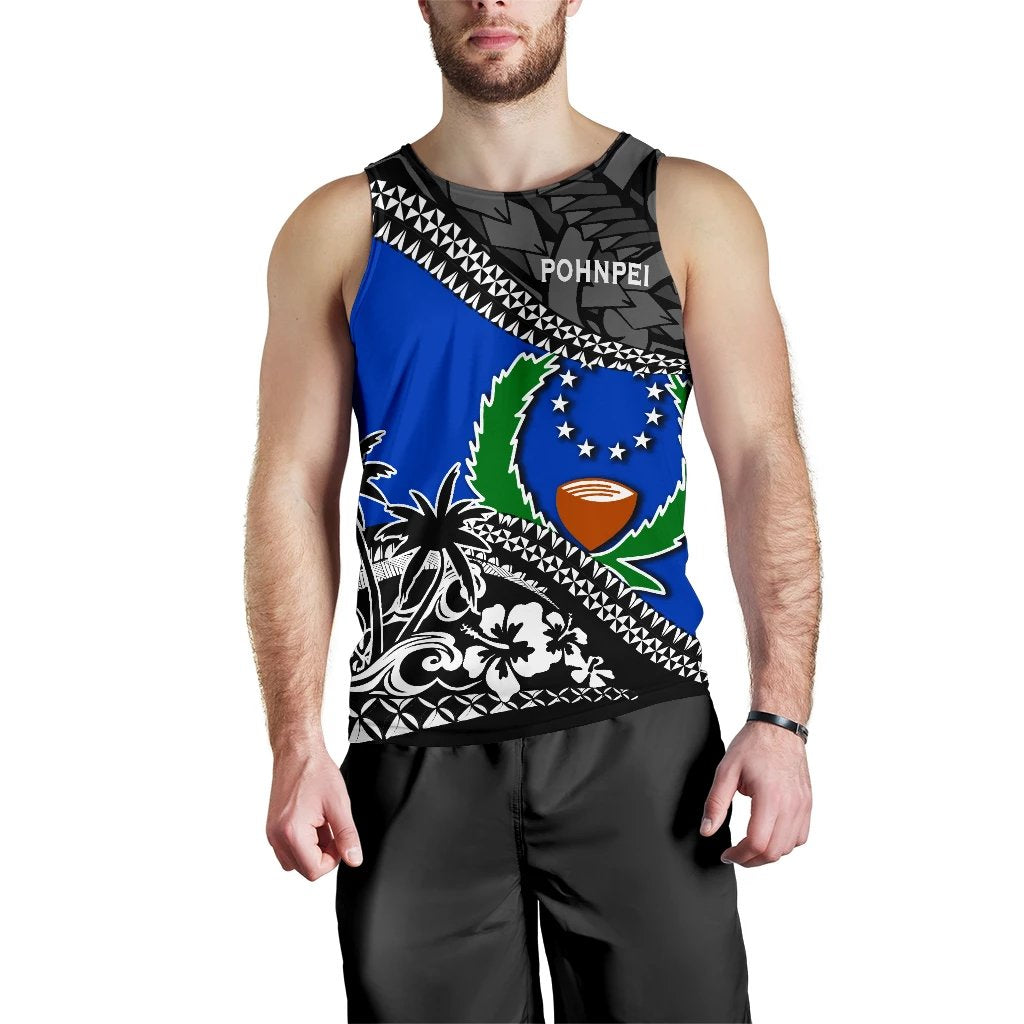 Pohnpei Men Tank Top Fall In The Wave K9 Blue - Polynesian Pride