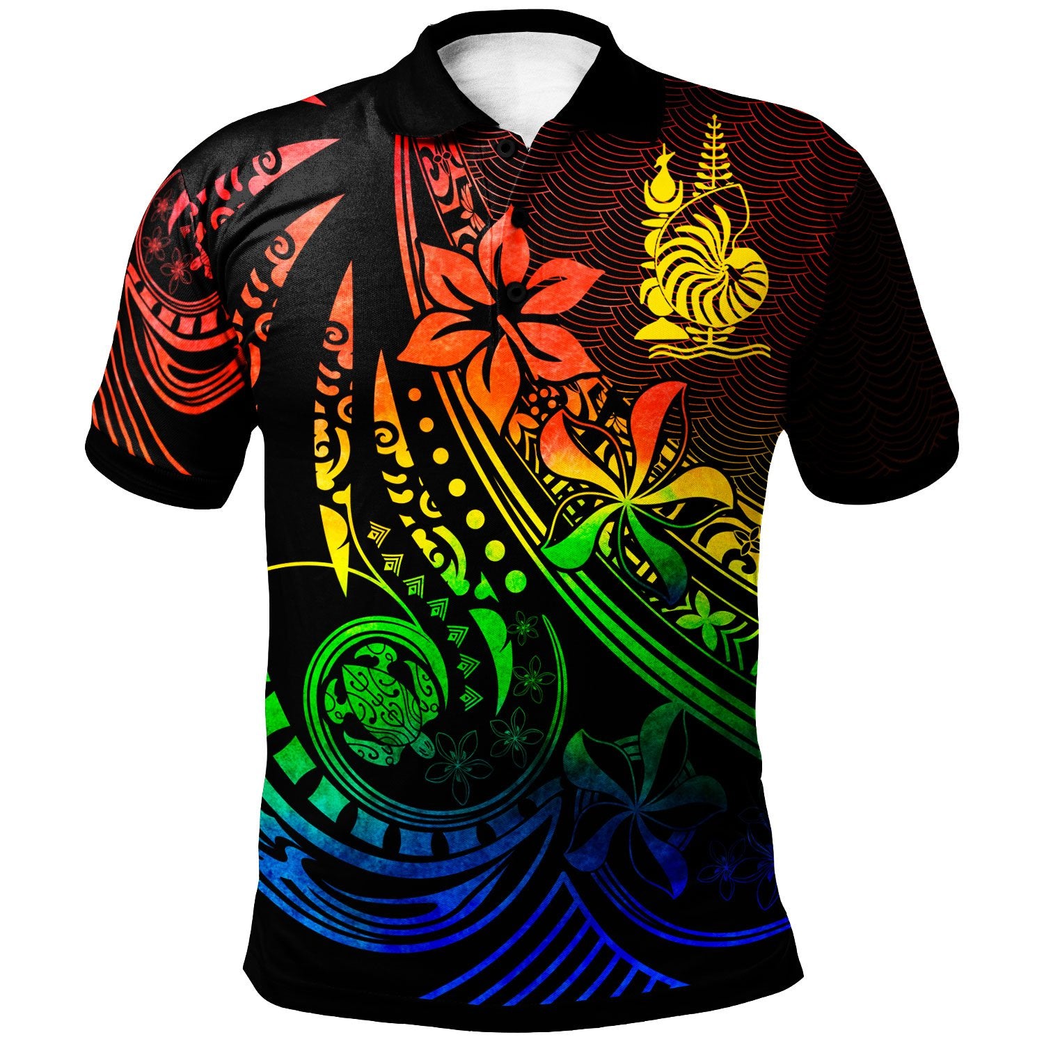 New Caledonia Polo Shirt The Flow Of The Ocean Rainbow Color Unisex Rainbow - Polynesian Pride